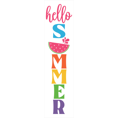 12" x 44" Hello Summer Watermelon Porch Leaner A003